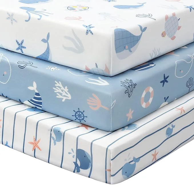 Classic Baby Crib Sheets for Boys and Girls 3 Pack Toddler Bed Sheets for 52 x28 Fine