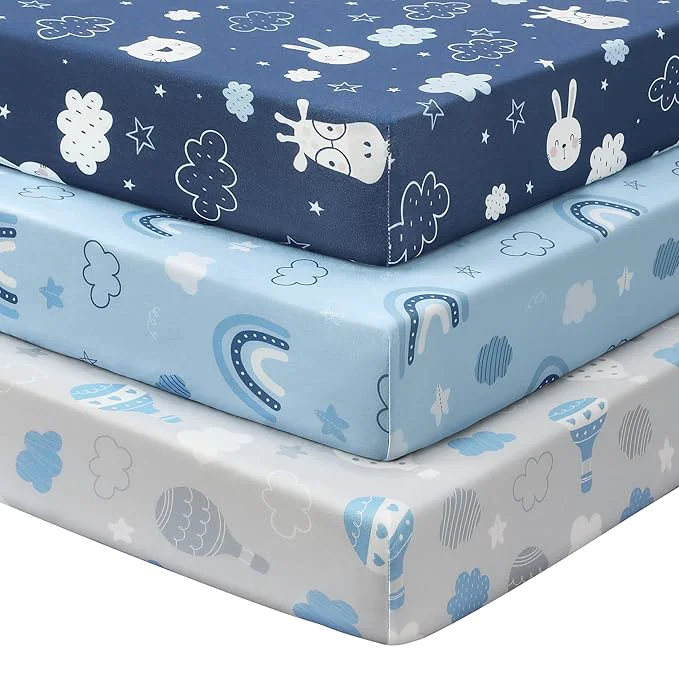 Superior Baby Mini Crib Sheets Boy Portable 38 x26 Pack and Play Sheets Fitted Advanced