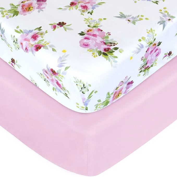 Secure Crib Sheets Girls 2 Pack Floral Fitted Crib Sheet Official