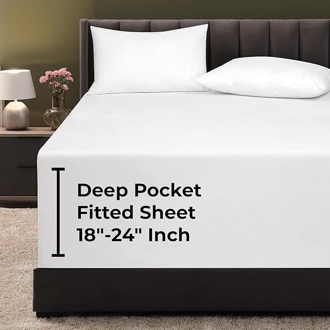 First-Class Royale Linens Extra Deep Pocket Queen Fitted Sheet Only Luxury