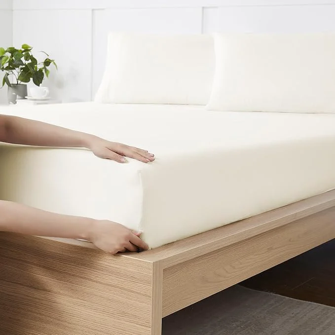 Relaxed Queen Fitted Sheet Only with Full Elastic Built in Corner Sheet Straps to Smooth