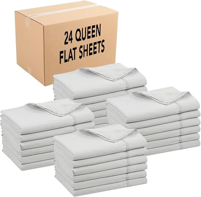Soft Arkwright Bulk Queen Flat Sheets Pure