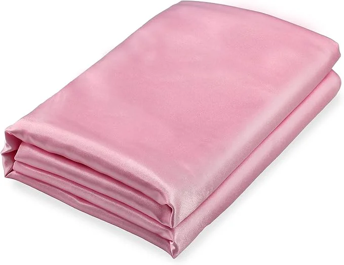 Detailed Homiest Pink Satin Flat Sheet for Full Mattress Luxury Ultra Soft Bedding Original