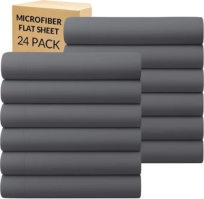 Casual GOLD TEXTILES Queen Flat Sheet 24 Pack – Brushed Microfiber Top Sheets Effective