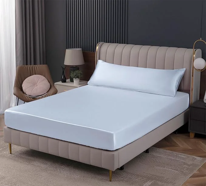 Authentic Homiest Baby Blue Satin Fitted Sheet Classic