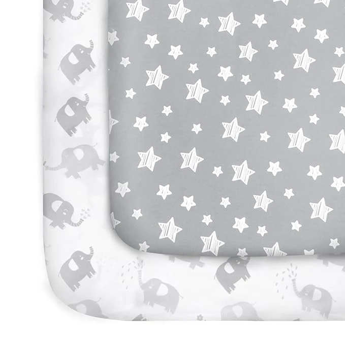 Recyclable Pack and Play Sheets 2 Pack Mini Crib Sheets Stretchy Playard Fitted Sheet Fashionable