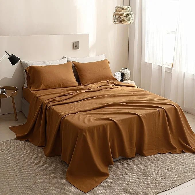 Relaxed Simple Opulence French Linen Flat Sheet Natural Flax Bedding Sheet Safe