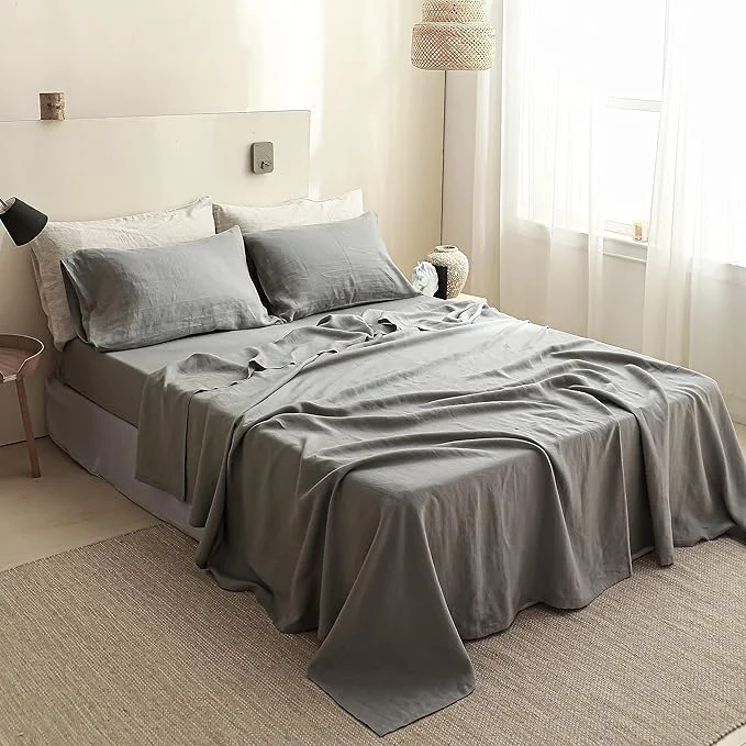 Sophisticated Simple Opulence French Linen Flat Sheet Natural Flax Bedding Sheet Certified