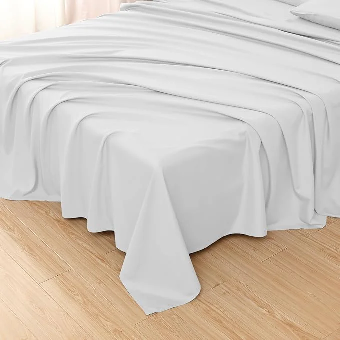 Fine Crafted Toodou White Queen Bed Top Sheet is Made of Soft Wrinkle Resistant Microfiber Selected