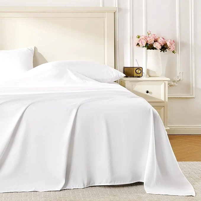 Quality ROSE RISY White Twin Sheet Set 3 Pieces Soft Bedding Twin Sheet Set Healthy