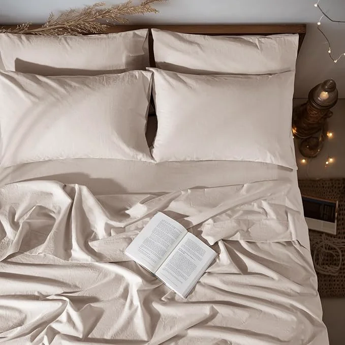 Quality LBRO2M Pure Linen Sheet Set Deep Pocket Up to 16 Bed Sheets Sets Detailed