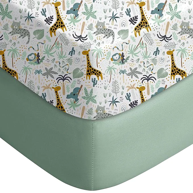 Original Yoofoss Baby Crib Sheets for Boys Girls Fitted Crib Sheet 2 Pack for Standard Trendy