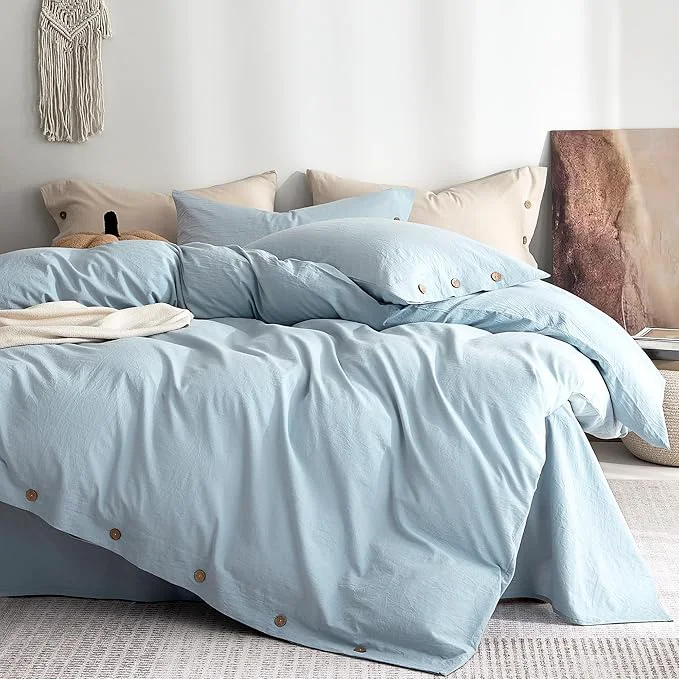 Specialty JELLYMONI Washed Cotton Duvet Cover King – Soft Breathable Linen-Look Sustainable