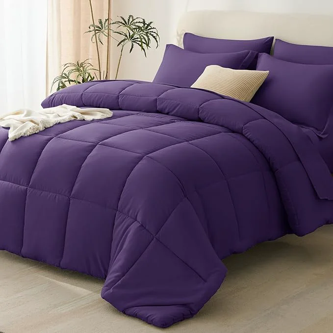 Stylish CozyLux Queen Comforter Set Purple Functional