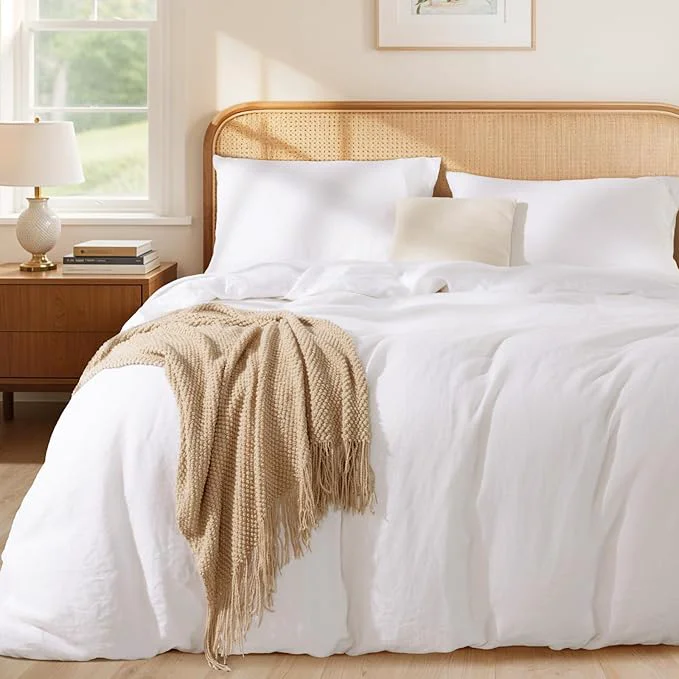 Authentic LBRO2M France Linen Duvet Cover Set King Size 3 Pcs Natural Flax Comforter High-End