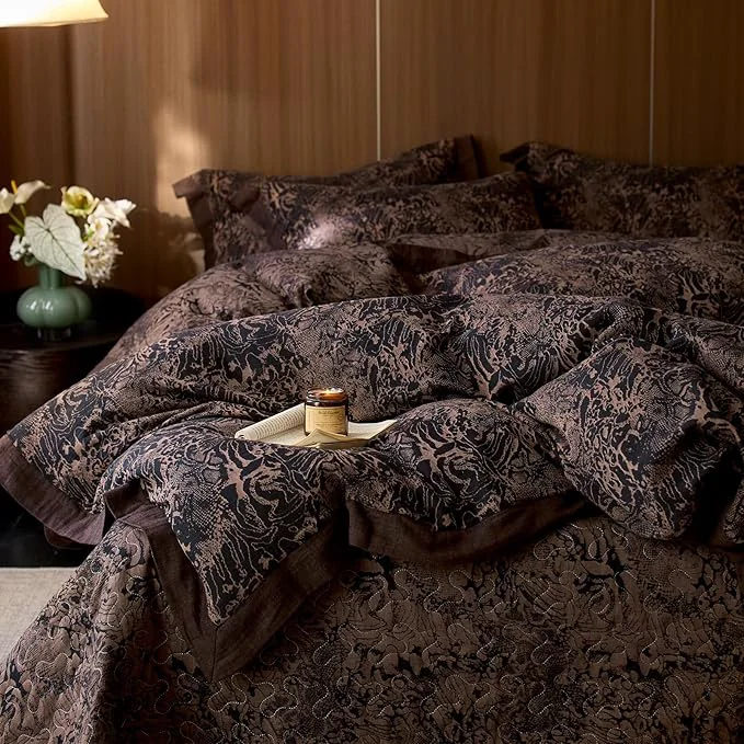 Effective mixinni Duvet Cover Set Queen Vintage Opulence Yarn-Dyed Jacquard Double-Layer Responsible