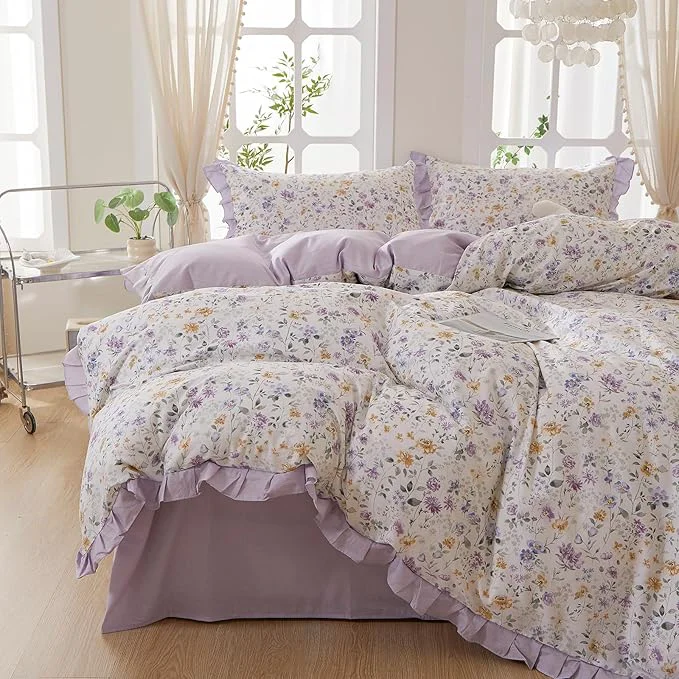 Consistent mixinni Floral Duvet Cover Set Twin Size Cotton 3-Piece Bedding Set Enhanced