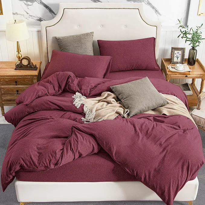 Elite PURE ERA Jersey Knit Duvet Cover Set T-Shirt Cotton Super Soft Comfy 3pc Trendy