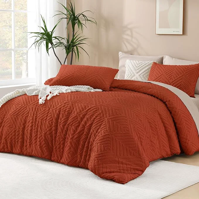 Reusable Andency Burnt Orange Oversized King Comforter 128”x120” 3 Pieces Terracotta First-Class