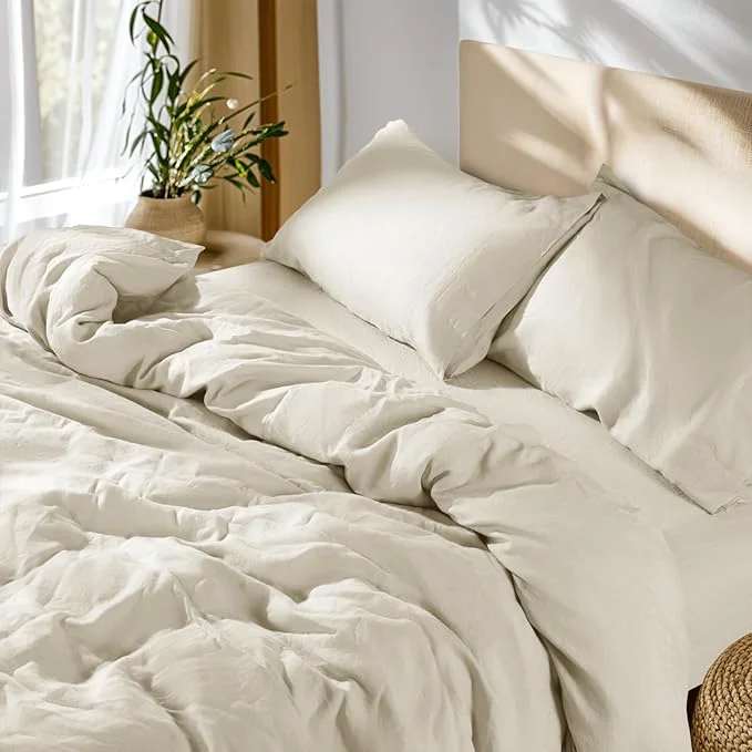 Smart SONORO KATE French Linen Duvet Cover Queen Size Soft Breathable Artisan