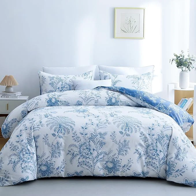 Consistent BOLINLIVING Floral Duvet Cover Full Size 3 Pieces Flower Duvet Cover Breathable