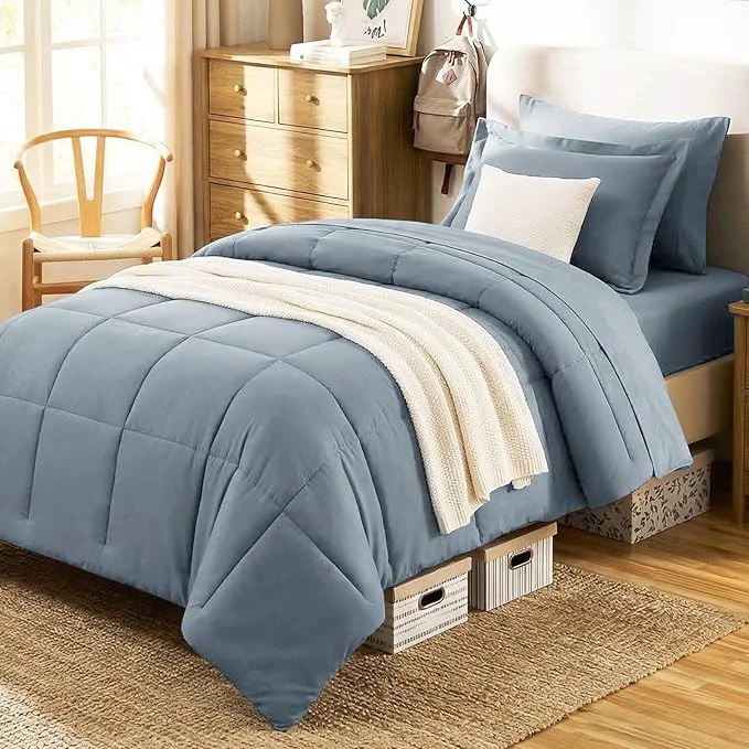Smart CozyLux Twin XL Comforter Set Grayish Blue Next-Generation