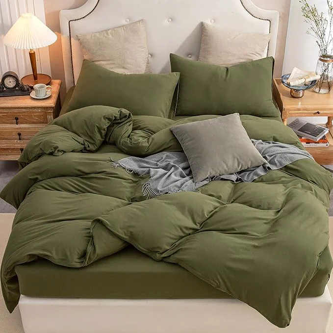 Traditional PURE ERA Jersey Knit Duvet Cover Set T-Shirt Cotton Super Soft Comfy 3pc Solid