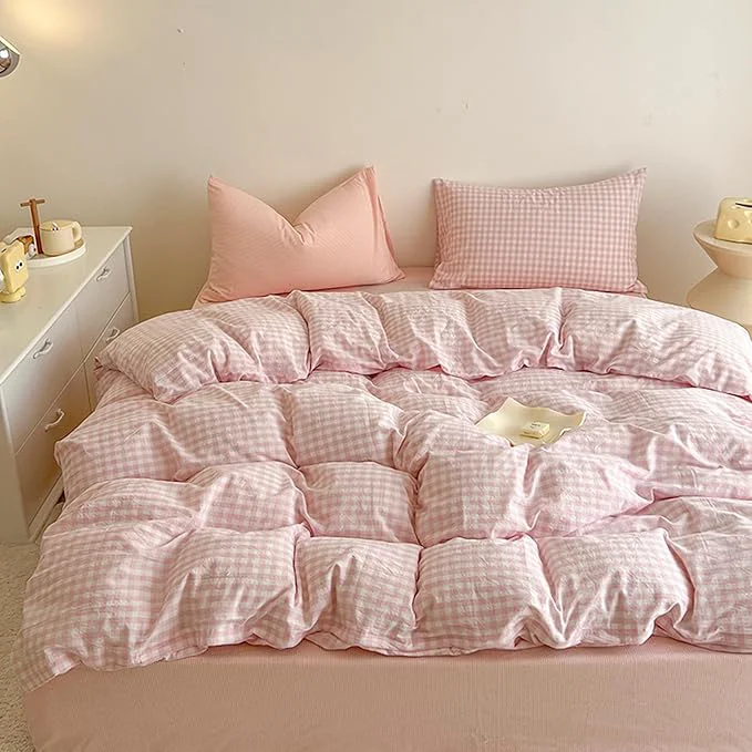 Proven BOLINLIVING Gingham Duvet Cover Full Size Microfiber Bedding Set Contemporary
