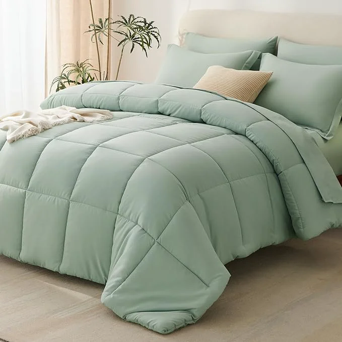 Recyclable CozyLux Queen Comforter Set Sage Green Official
