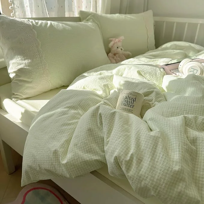 Specialty mixinni Green Gingham Duvet Cover Twin Size Exclusive