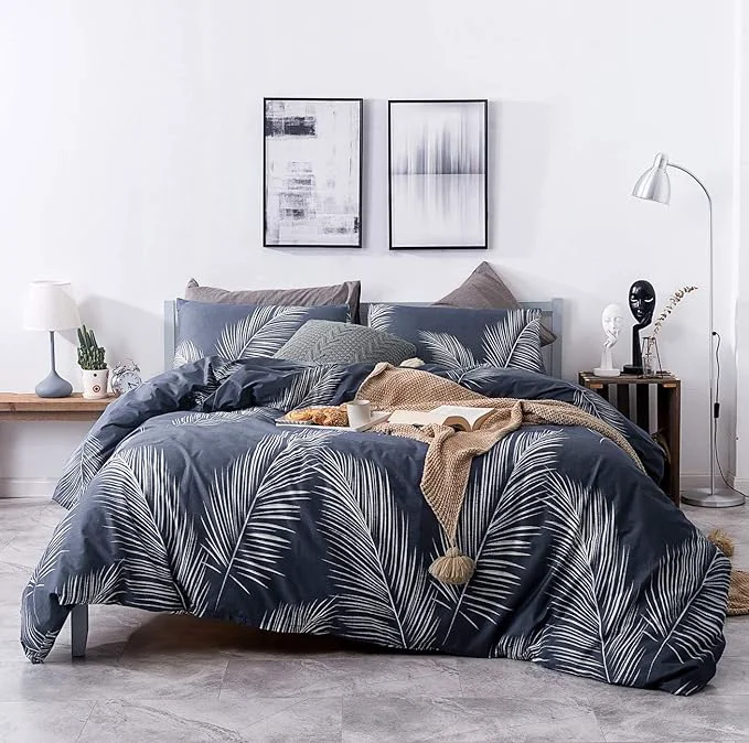 Contemporary SUSYBAO Plant Patterned Duvet Cover Queen Cotton 3 Pieces Set 1 Hawaiian Sophisticated