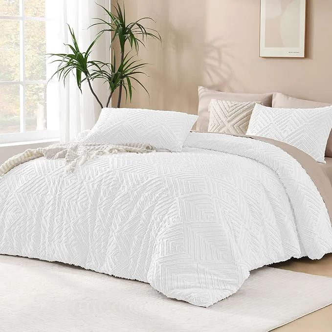 Comfortable Andency White California King Comforter Set 3 Pieces Boho Cal King Bed Fine