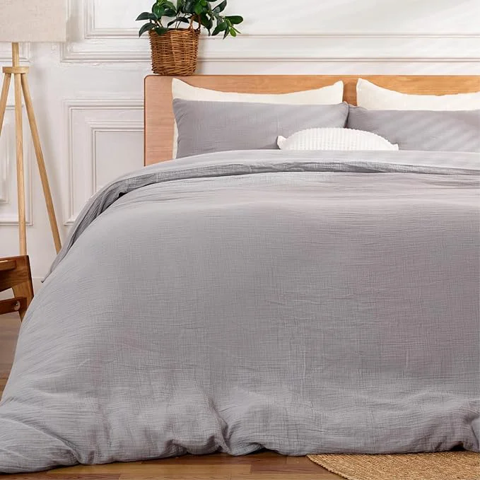 Carefully Designed Gray Duvet Cover Queen Size Sandwashed Cotton Soft Queen Duvet Cover Set Safe