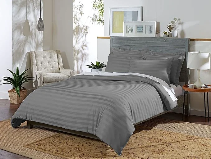 Elegant Pure Bamboo King Duvet Cover 3 Piece Set Organic Viscose Derived Detailed