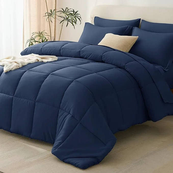 Relaxed CozyLux Full Size Comforter Sets Navy Blue Unique