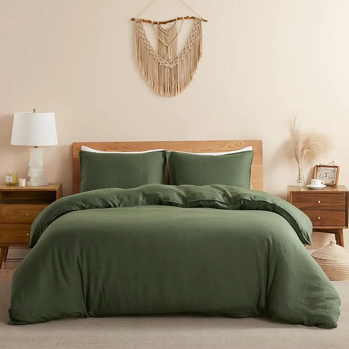 Detailed DAPU Linen Duvet Cover Twin 2PCs Pure Natural French Flax Linen Duvet User-Friendly