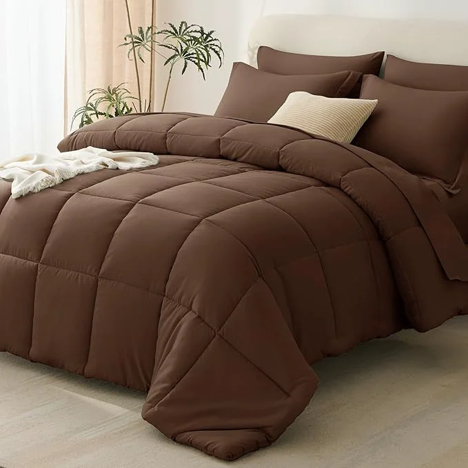 Excellent CozyLux Queen Comforter Set Brown Elegant