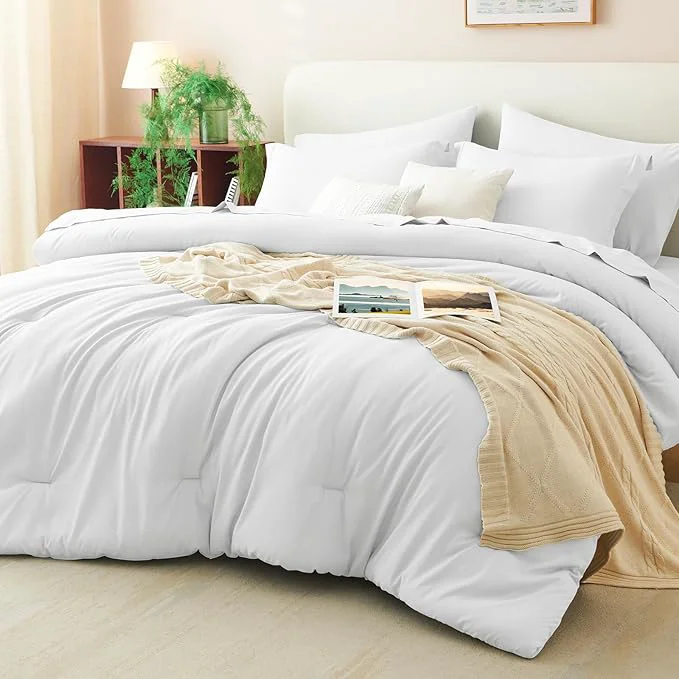 Original CozyLux King Size Comforter Set White 7 Pieces Bed in a Bag King Comforter Set Innovative