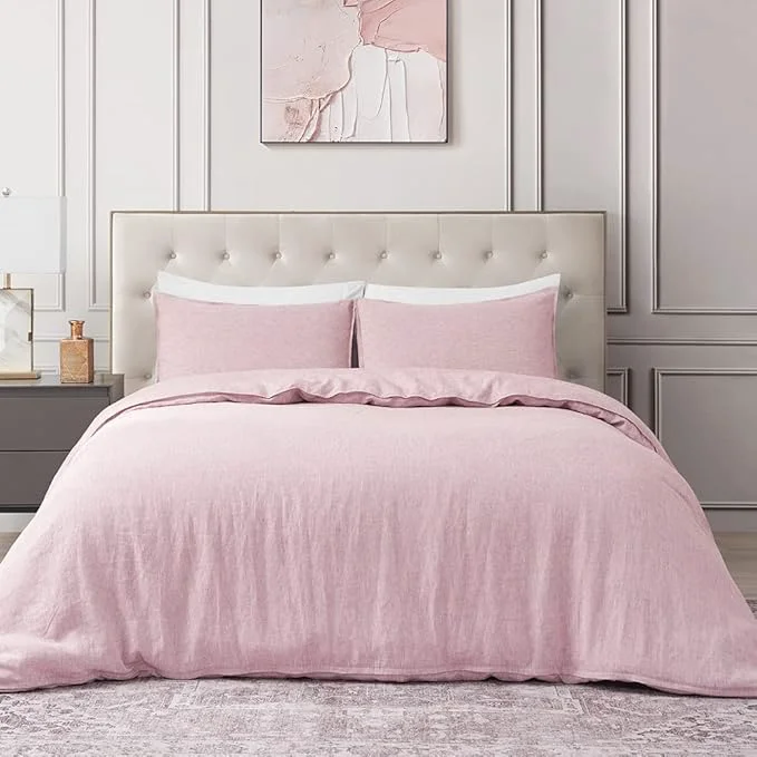 Secure DAPU Pure Linen Duvet Cover Set Yarn-Dyed French Linen Breathable and Responsible