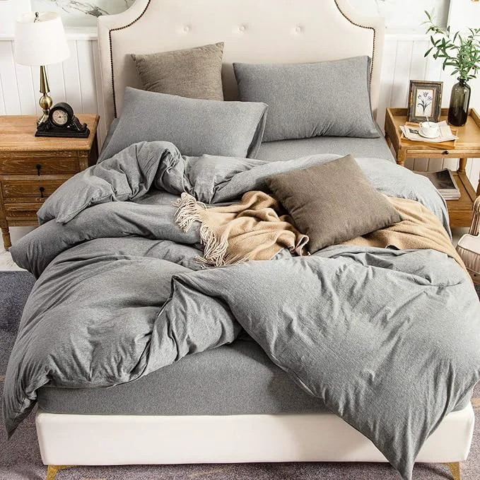 Elite PURE ERA Jersey Knit Duvet Cover Set T-Shirt Cotton Super Soft Comfy 3pc Flexible