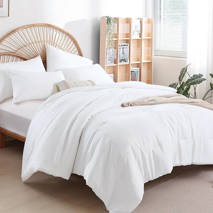 Trendy weigelia Queen Comforter Set White Comforter Boho Solid Color Bedding Safe