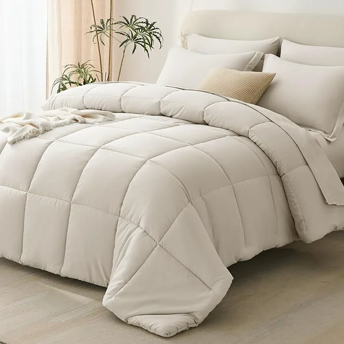 Professional CozyLux Full Size Comforter Sets Beige Sophisticated