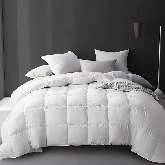 Top-Quality Hotel Grand White Goose Feather Down Fiber Comforter Queen Size Cotton World-Class