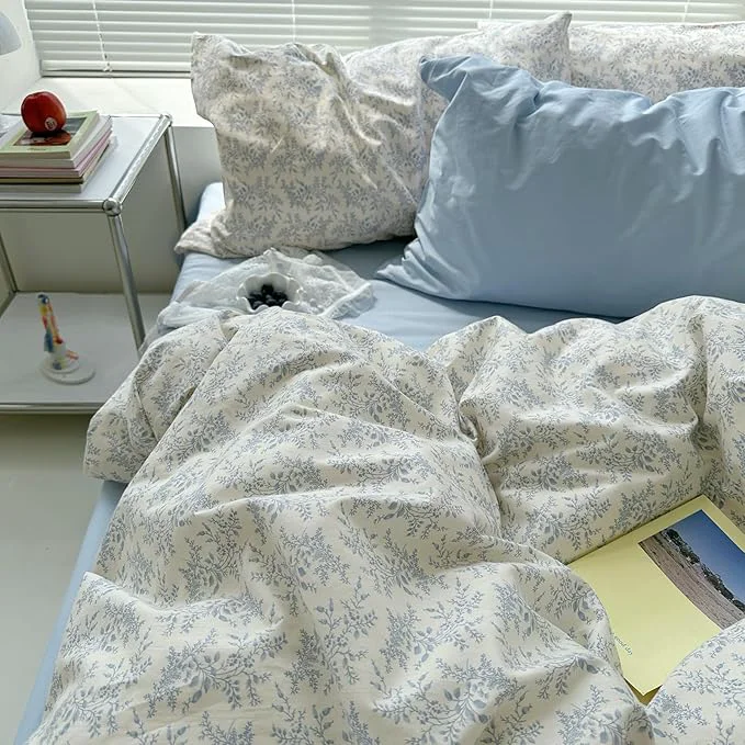 Versatile mixinni Blue Floral Duvet Cover Twin Size Fine