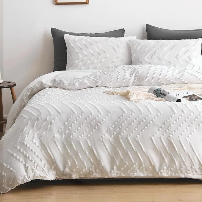 Smart WARMDERN Boho Duvet Cover Set Tufted Bedding Duvet Covers Soft Washed Exclusive