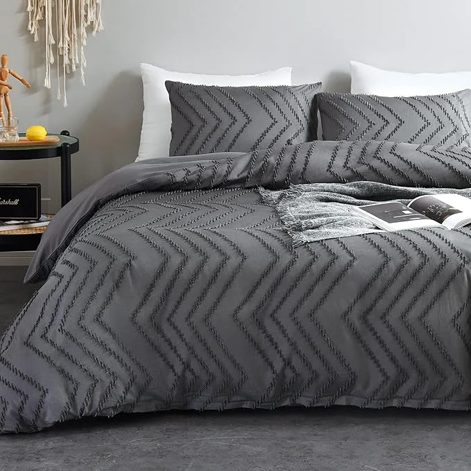 Elegant WARMDERN Boho Duvet Cover Set Tufted Bedding Duvet Covers Soft Washed Environmentally Friendly