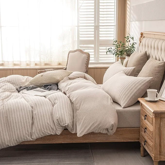 Safe PURE ERA Jersey Knit Duvet Cover Set T-Shirt Heather Cotton Super Soft Efficient