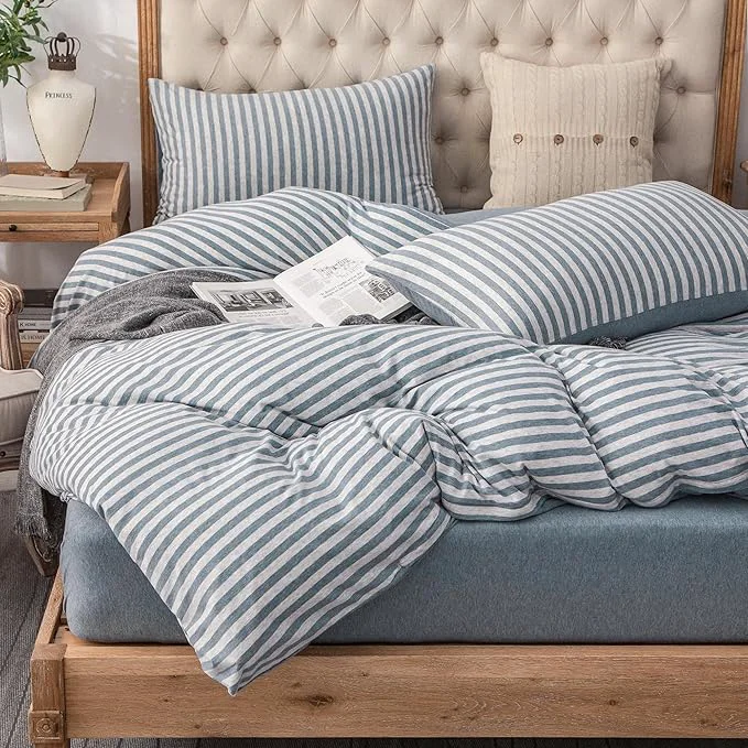 Outstanding PURE ERA Jersey Knit 2pc Duvet Cover Set T-Shirt Heather Cotton Super Soft Crafted