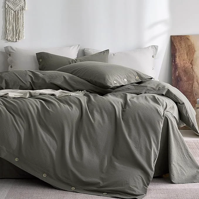 Smooth JELLYMONI Washed Cotton Duvet Cover Full – Soft Breathable Linen-Look Selected