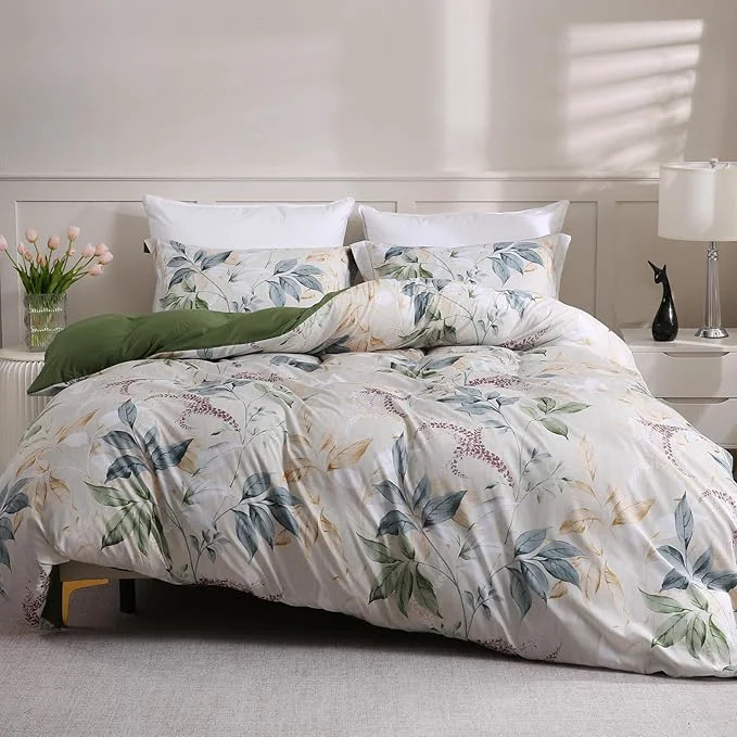 Fashionable LONAVA Queen Botaincal 3 Pcs Duvet Cover Set Breathable Soft Microfiber Forest Secure
